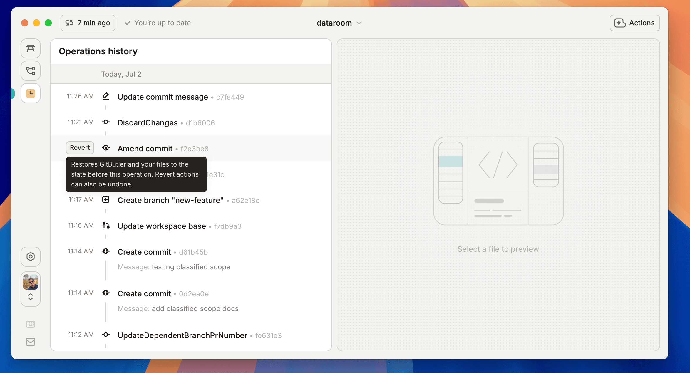 Revert back to a previous point in time with the Operations History
